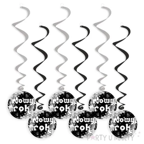 swiderki wiszace nowy rok pod gwiazdami szaro czarne 6 szt