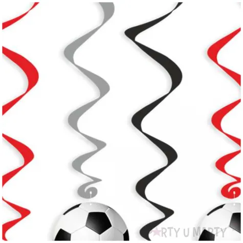 swiderki wiszace pilka nozna czerwono srebrno czarne 6 szt