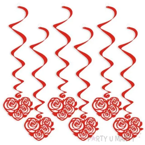 swiderki wiszace rose hearts czerwone 6 szt