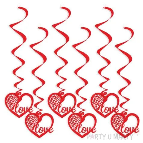 swiderki wiszace serca z love czerwone 6 szt