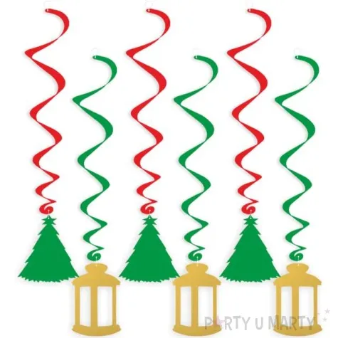 swiderki wiszace swiateczne lampiony zloto zielone 6 szt