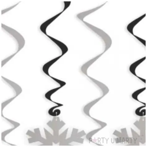 swiderki wiszace swiateczne sniezynki srebrno czarne 6 szt