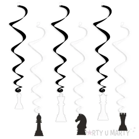 swiderki wiszace szachy czarno biale 6 szt