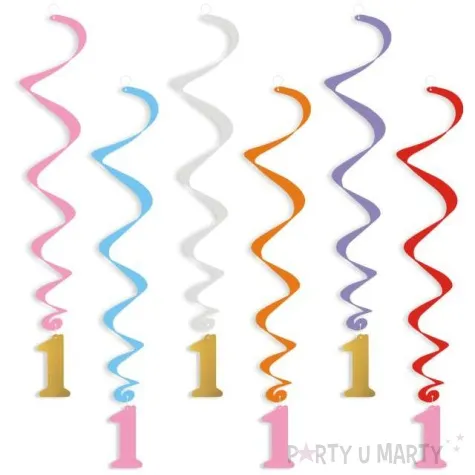 swiderki wiszace urodziny 1 zloto rozowe 6 szt