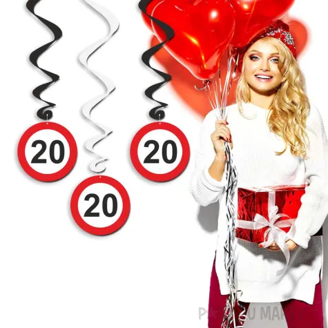 swiderki wiszace urodziny 20 traffic birthday 6 szt
