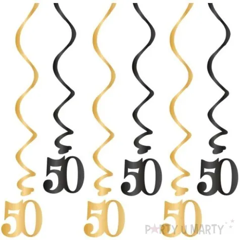 swiderki wiszace urodziny 50 czarno zlote partypal 6 szt