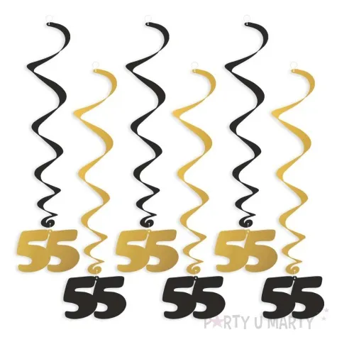 swiderki wiszace urodziny 55 czarno zlote 6 szt