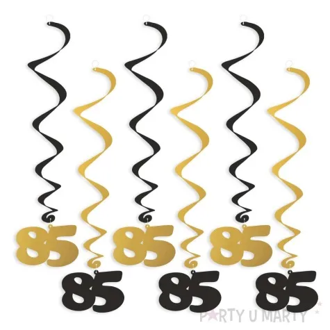 swiderki wiszace urodziny 85 czarno zlote 6 szt