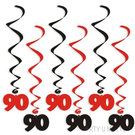 swiderki wiszace urodziny 90 czarno czerwone 6 szt