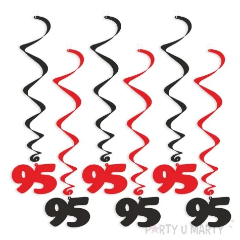 swiderki wiszace urodziny 95 czarno czerwone 6 szt