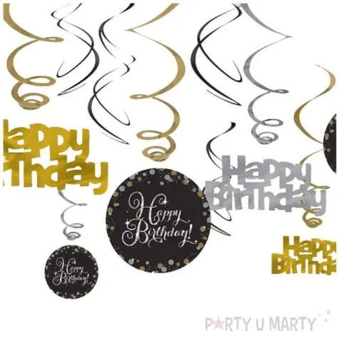 swiderki wiszace urodziny happy birthday sparkling celebrations gold amscan 12 szt
