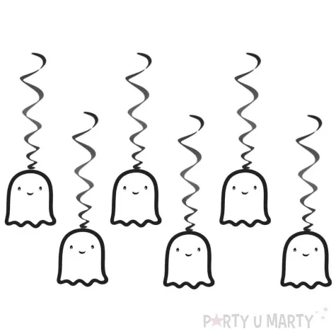 swiderki wiszace wesoly duszek halloween bialy czarny congee 6 szt