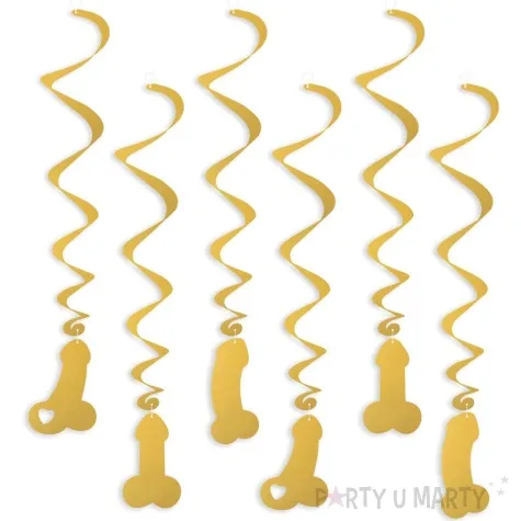 swiderki wiszace wieczor panienski peniski zlote 6 szt