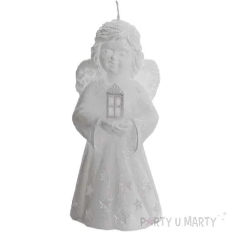 swieca aniolek betlejem z lampionem szara bartek candles 100 mm