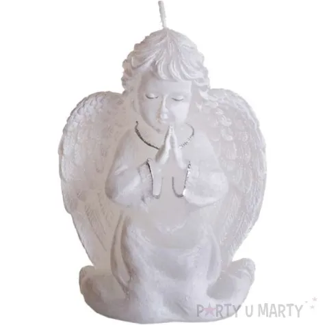 swieca aniolek modlacy sie bialy bartek candles 140 mm