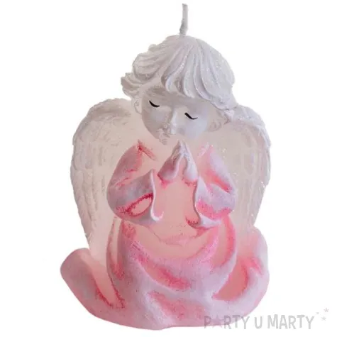 swieca aniolek rafael bialo rozowa bartek candles 85 mm