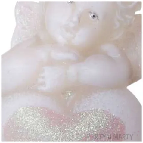swieca aniolek z serduszkiem irys biala bartek candles 130 mm
