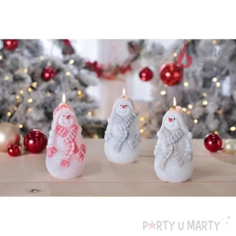 swieca balwanek w szaliku szary bartek candles 130 mm