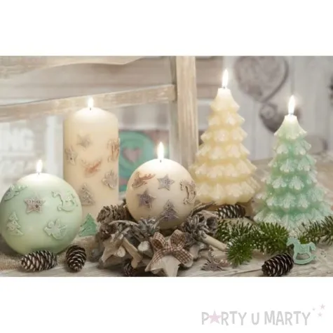 swieca choinka happy xmas szara bartek candles 100 150 mm