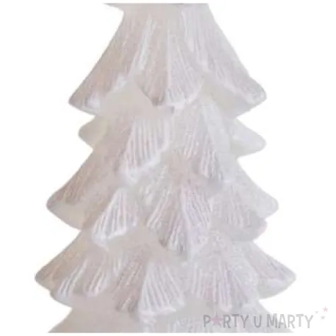 swieca choinka new z brokatem biala bartek candles 110 210 mm