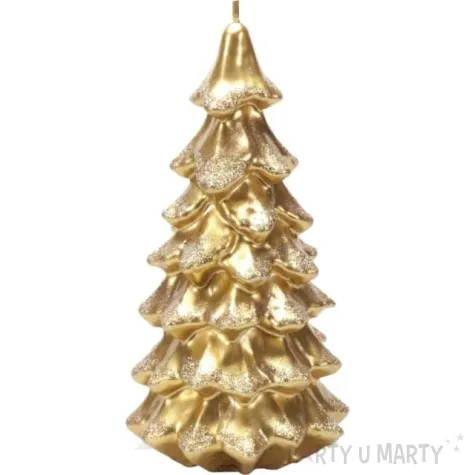 swieca choinka new z brokatem zlota bartek candles 110 210 mm
