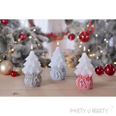 swieca choinka w worku szara bartek candles 130 mm