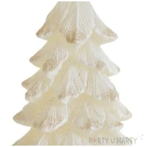 swieca choinka z brokatem kremowa bartek candles 80 150 mm