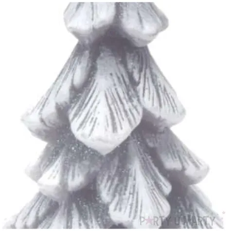 swieca choinka z brokatem szara bartek candles 80 150 mm