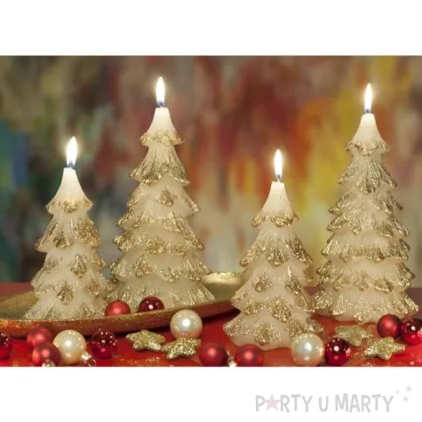 swieca choinka z brokatem zielona jasna bartek candles 80 150 mm