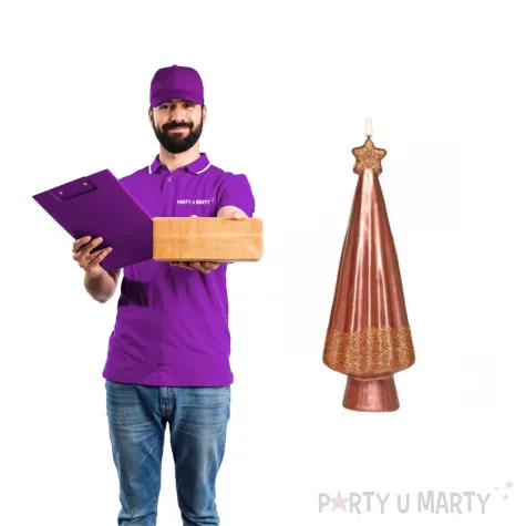 swieca choinka z gwiazda miedziana adpal 240 80 mm