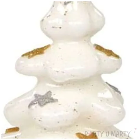 swieca choinka z gwiazdkami biala adpal 120 80 mm