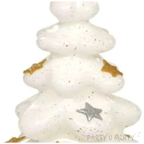 swieca choinka z gwiazdkami biala adpal 145 103 mm