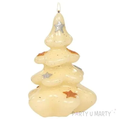 swieca choinka z gwiazdkami ecru adpal 120 80 mm