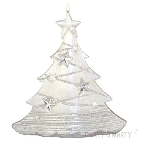 swieca choinka z gwiazdkami perlowa adpal 160 155 mm
