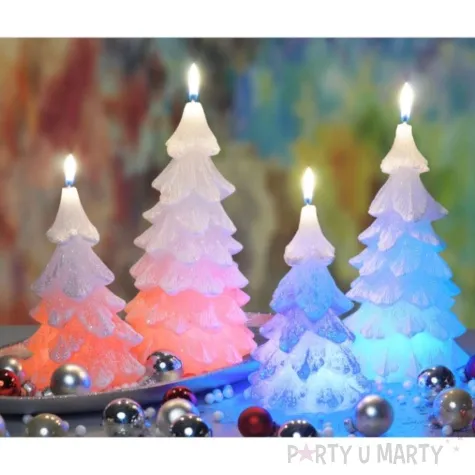 swieca choinka zmieniajaca kolory led biala bartek candles 80 150 mm