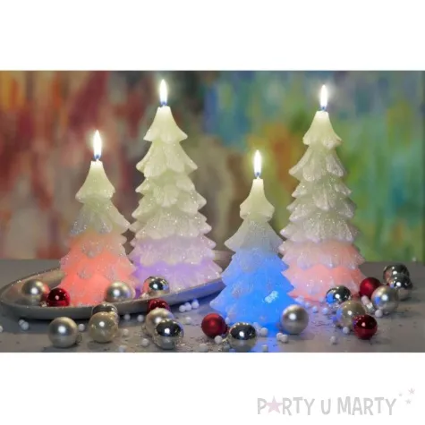 swieca choinka zmieniajaca kolory led zielona jasna bartek candles 80 150 mm