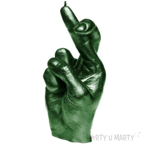 swieca dlon skrzyzowane palce zielony metalik candellana 230 mm