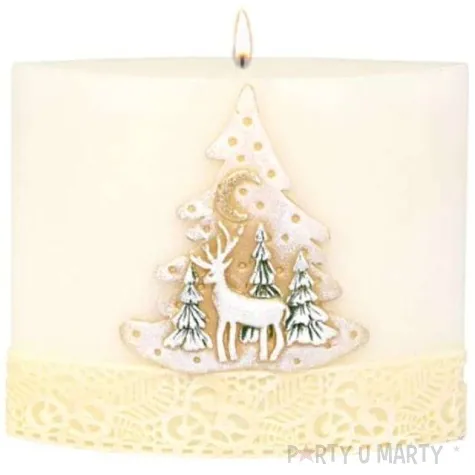 swieca elipsa renifer dioda led bialo kremowa adpal 120 140 mm