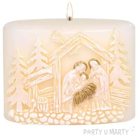 swieca elipsa szopka bozonarodzeniowa bialo kremowa adpal 120 90 mm
