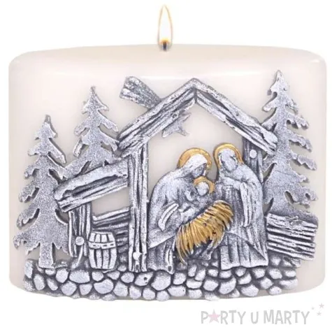 swieca elipsa szopka bozonarodzeniowa bialo szara adpal 120 90 mm