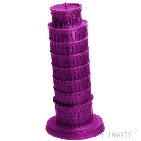 swieca krzywa wieza w pizie rozowy metalik candellana