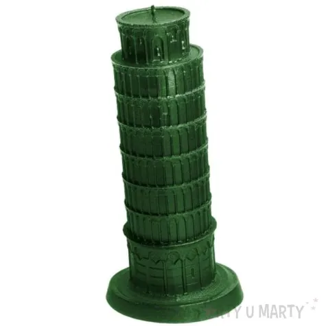 swieca krzywa wieza w pizie zielony metalik candellana