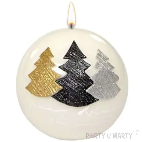 swieca kula choinki biala adpal 80 mm