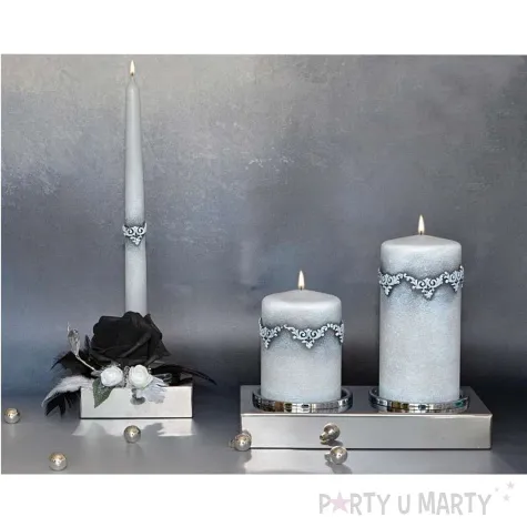 swieca kula mat z kwiatami bialo czarna fi 100mm