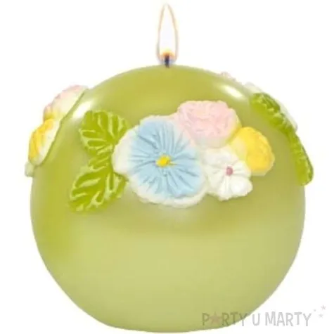 swieca kula mat z kwiatami zielona adpal fi 80mm