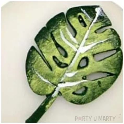 swieca kula mat z lisciem monstera biala fi 80mm