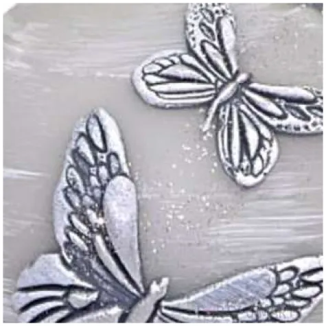 swieca kula mat z motylami szara fi 100mm