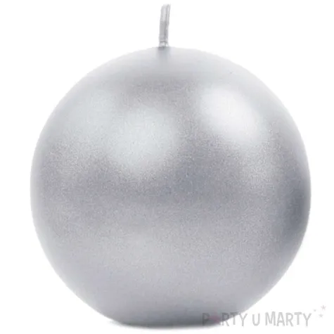 swieca kula metalik srebrna partydeco 80 mm 6 szt