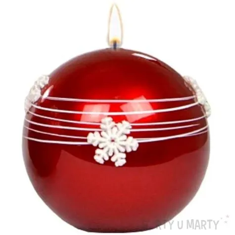 swieca kula sniezynki bordowa adpal 80 mm