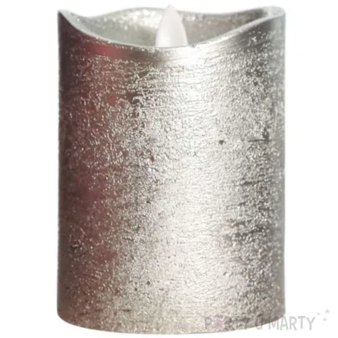 swieca led deluxe srebrna guirca 10 cm